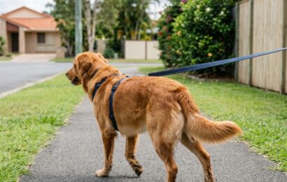 7 Signs Your Dog Needs Professional Behaviour Training Dog pulling on the lead during an outdoor walk